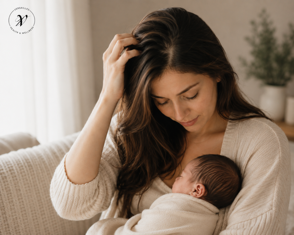 women hair loss treatment Dallas TX postpartum new mother